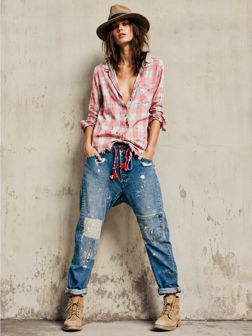 Levi's Distressed Blue Patchwork Jeans